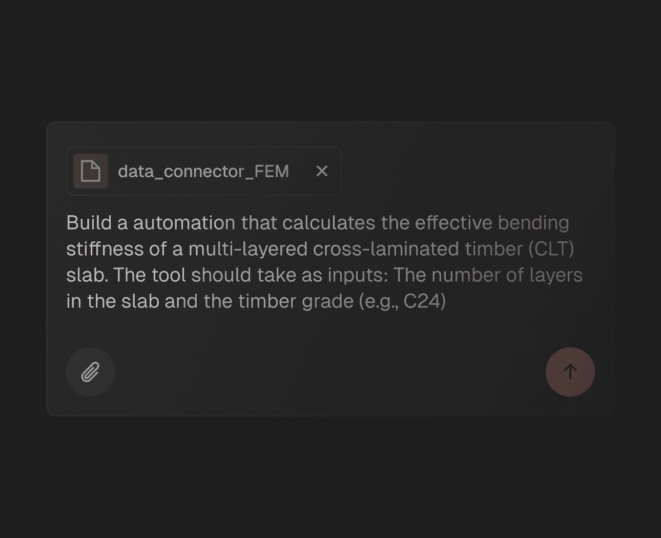 Prompt card showing a CLT slab automation request